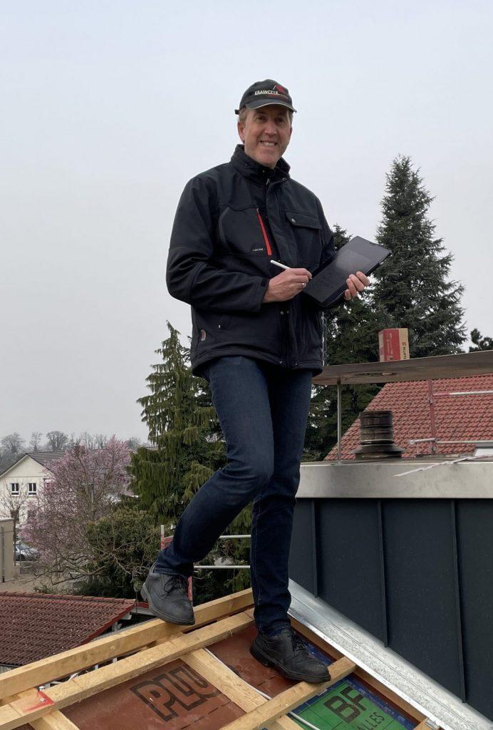 Karl-Heinz Krawczyk auf dem Dach